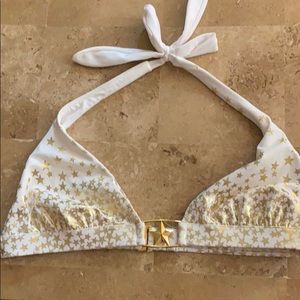 Victoria Secret White with Gold Stars Bikini Top